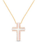 Small 18k Rose Gold Cross Necklace with Mother-of-Pearl & Diamonds