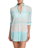 Apres Soleil Tie-Dye Button-Down Coverup Shirt