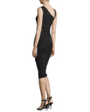 Mahave Sleeveless Ruched Midi Dress, Black