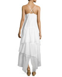 Closer Sleeveless Frill Maxi Dress, White