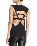 Aura Strappy-Back Performance Tank, Black