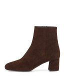 Suede Square-Toe 55mm Ankle Boot, Moor (Moro)