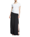 The Meadow Side-Slit Silk Pants, Black