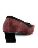 Belle Vivier Suede Pump, Burgundy/Multi
