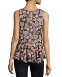 Floral-Print Ruffle-Hem Tank, Light Pink