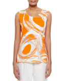 Orange Swirl Longer Tank, Petite 