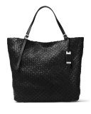 Hutton Large Woven Leather Tote Bag, Black