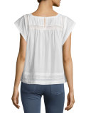 Marleno Short-Sleeve Lace-Inset Top