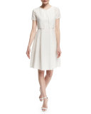 Short-Sleeve Lattice Burnout Bolero, White