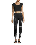 PWRSHAPE High-Waist Performance Tights, Black/White