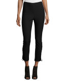Laced Stretch Ponte Leggings, Black