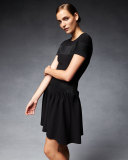 Ribbed-Inset Drop-Waist Dress