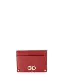 Gancini Icona Saffiano Card Case, Rosso