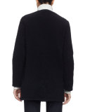 Iconic Aviator Zip-Front Shearling Coat, Navy