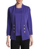 3/4-Sleeve Button-Front Jacket, Grape Royale 