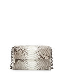 Python/Crocodile Small Double-Chain Shoulder Bag, Natural/Brown