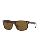 Men's Flat-Top Plastic Sunglasses, Havana