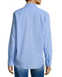 Eileen Button-Front Poplin Shirt, Indigo