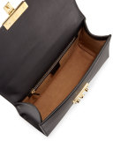 Padlock Leather Shoulder Bag, Black