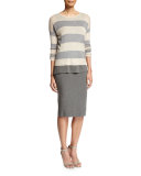 Fold-Over Knee-Length Pencil Skirt, Ash, Petite 