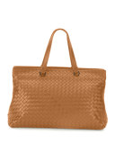 Intrecciato Large Accordion Tote Bag, Camel