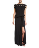 Bella Tie-Waist Maxi Skirt, Black