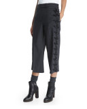 Embellished-Houndstooth Cropped Pants, Anthracite