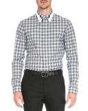 Plaid Shirt with Contrast Collar, Black
