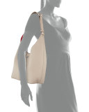 Perry Leather Hobo Bag, French Gray