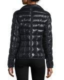 Armoise Shiny Quilted Jacket w/Fur Hood
