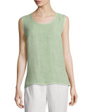 Crinkle Gauze Long Tank, Soft Lime 