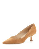 Srilasca Scalloped Suede Pump, Camel
