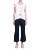 Sleeveless Connect-the-Dots Cat Top, Pure White