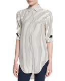 Nightingale Striped Long Shirt, Black/White