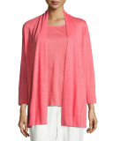 Linen Knit Midi Cardigan, Plus Size 