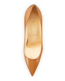 Decollette Leather 100mm Red Sole Pump, Noisette