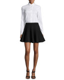 Pleated Fit-&-Flare Skirt, Black