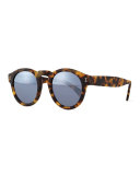Leonard Mirror Round Sunglasses, Havana