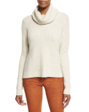 Nettie Transfer-Knit Ribbed Sweater, Cream