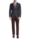 Check Two-Button Sport Coat, Green/Purple