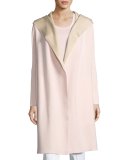 Long Contrast-Facing Jacket w/ Hood