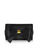 Beekman Satin Bow Evening Clutch Bag, Black/Gold