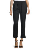 Easy-Fit Cropped Straight-Leg Pants, Black