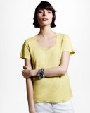 Short-Sleeve U-Neck Organic Linen Tee