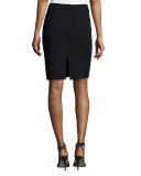 Classic Wool-Blend Pencil Skirt, Navy Blue