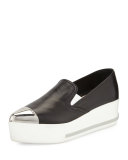 Metallic Cap-Toe Skate Sneaker, Black (Nero)