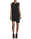 Abby Sleeveless Crepe Mini Dress, Black