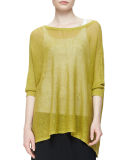 3/4-Sleeve Organic Linen Mesh Box Top