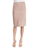 Cynthia Suede Pencil Skirt, Rose
