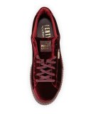 Men's Velvet Creeper Sneakers, Dark Red